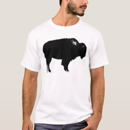 Black & White Bison Buffalo Silhouette Pop T-Shirt