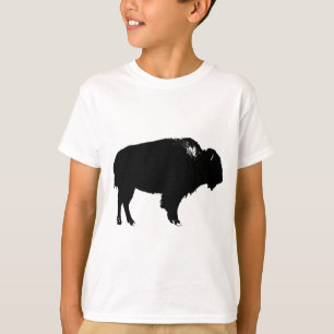 Black & White Bison Buffalo Silhouette Pop T-Shirt