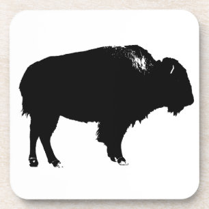 Black & White Bison Buffalo Silhouette Pop Untersetzer
