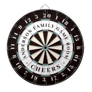 Black White & Blue   Familien Spielzimmer Monogram Dartscheibe