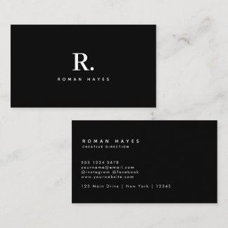Black White Bold Dot Monogram Modern Minimalist Visitenkarte