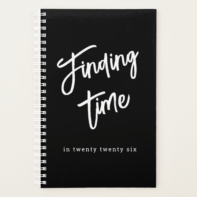 Black & White Bold Script Personalized Name  Planer (Vorderseite)