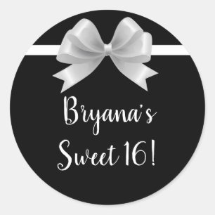 Black & White Bow Klasse Elegant Glam Gefallen Runder Aufkleber