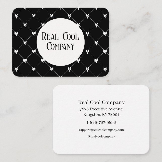 Black & White Bow Monogram Business Card Visitenkarte (Vorne/Hinten)