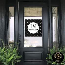 Black & White Bow Monogram Fensteraufkleber