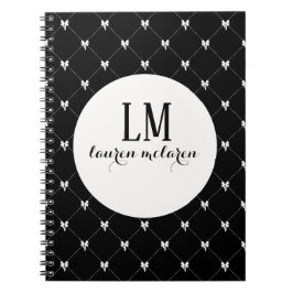 Black & White Bow Monogram Notizblock