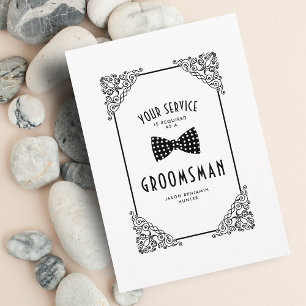 Black & White Bow Tie Groomsman Vintage Flourish