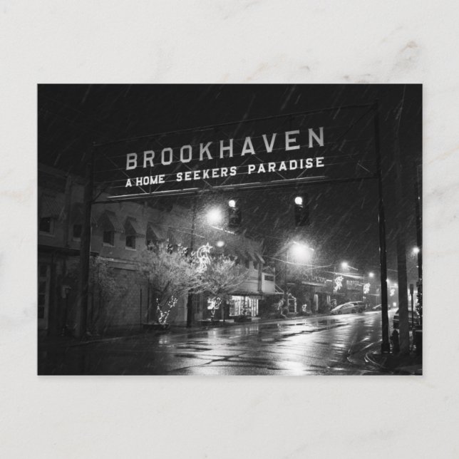 Black & White Brookhaven, Mississippi Stadtzeichen Postkarte (Vorderseite)