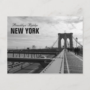 Black White Brooklyn Bridge - NY New York nr 1 Postkarte