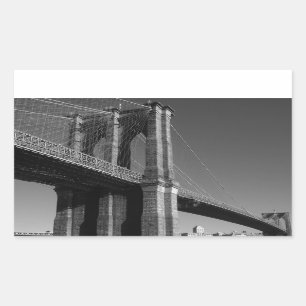 Black & White Brooklyn Bridge Rechteckiger Aufkleber