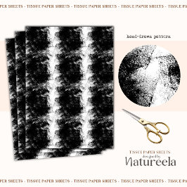 Black White Brushstrokes Collage Tissue Paper Seidenpapier