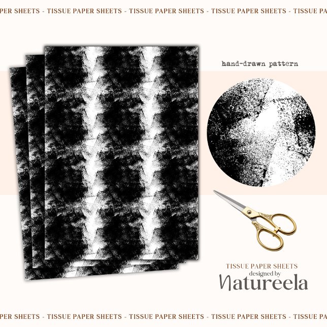 Black White Brushstrokes Collage Tissue Paper Seidenpapier (Von Creator hochgeladen)