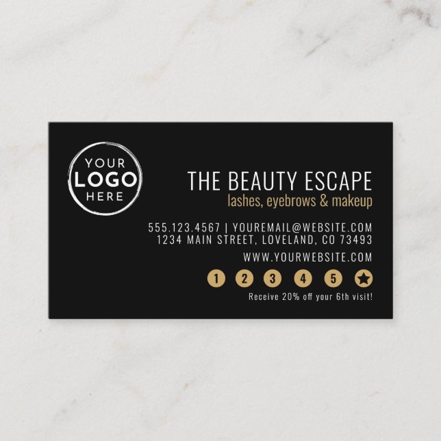 Black White Business Logo Loyalty Card Treuekarte (Vorderseite)