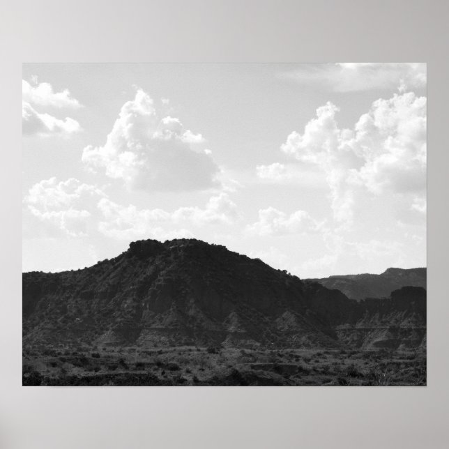 Black & White Caprock Canyon Mountain 16x20 Poster (Vorne)