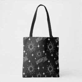 Black & White Celestist Sunburst Tote Bag