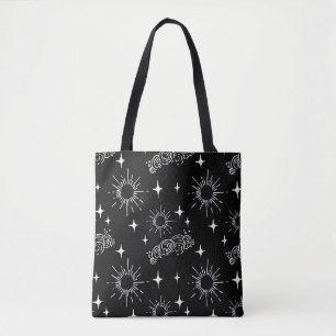 Black & White Celestist Sunburst Tote Bag