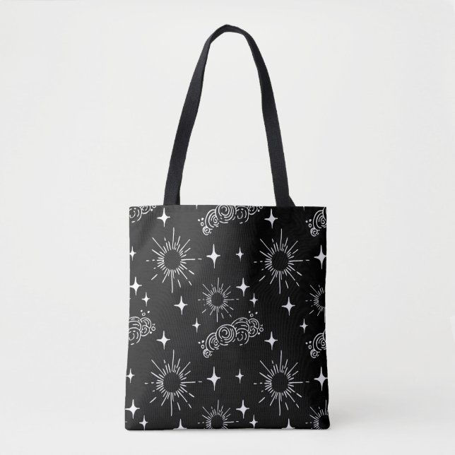 Black & White Celestist Sunburst Tote Bag (Vorderseite)