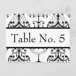 Black&White Chandelier Wedding Postcard Table # s Postkarte