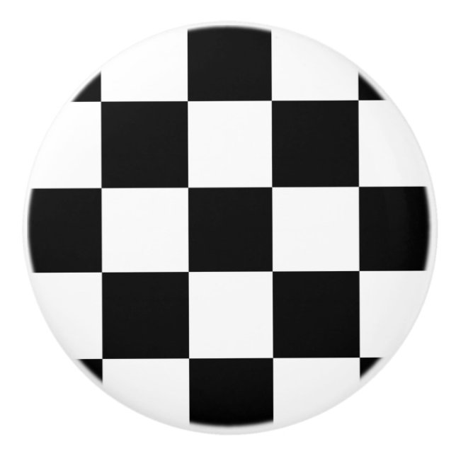 Black & White Checkerboard Ceramic Pull Keramikknauf (Vorderseite)