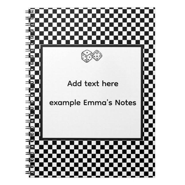 Black & White Checkerboard Notepad | Editable Pers Notizblock (Vorderseite)