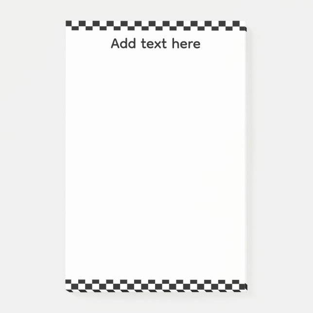 Black & White Checkerboard Notepad | Editable Pers Post-it Klebezettel (Vorderseite)