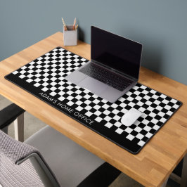 Black White Checkered Checkerboard Office School Schreibtischunterlage