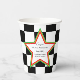 Black White Checkered Graduation Party Paper Cups Pappbecher