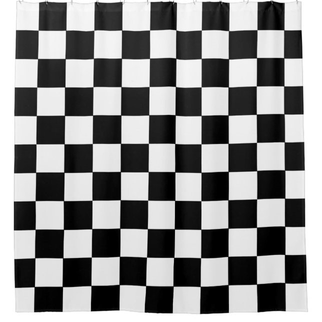 Black White Checkered Shower Curtain Duschvorhang (Vorderseite)