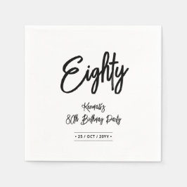 Black & White | Chic Eighty 80th Birthday Party Serviette