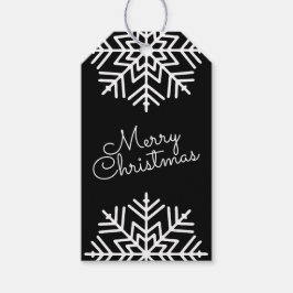 Black & White Chic Merry Christmas w/ Snowflakes Geschenkanhänger