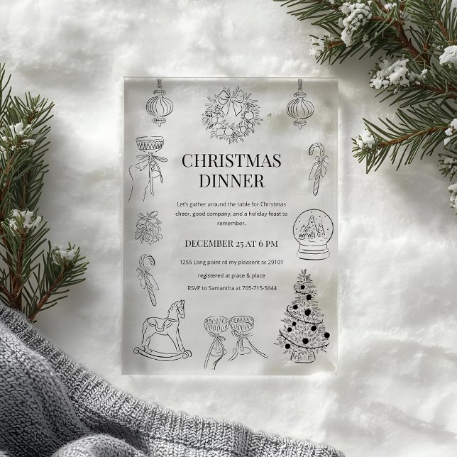 Black & White Christmas Dinner   Acryleinladungen (Von Creator hochgeladen)