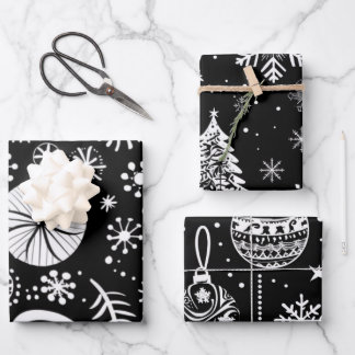 Black & White Christmas Minimalist Tree Geschenkpapier Set