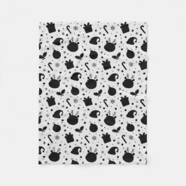 Black White Christmas Seamless Pattern Fleecedecke