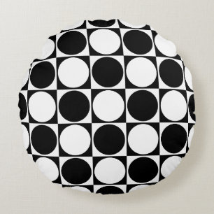 Black&White Circles&Squares, dekoratives Design Rundes Kissen