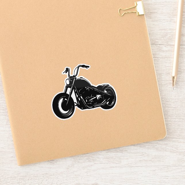 Black White Classic Cruiser Motorcycle Vector Art Aufkleber (Notizbuch)