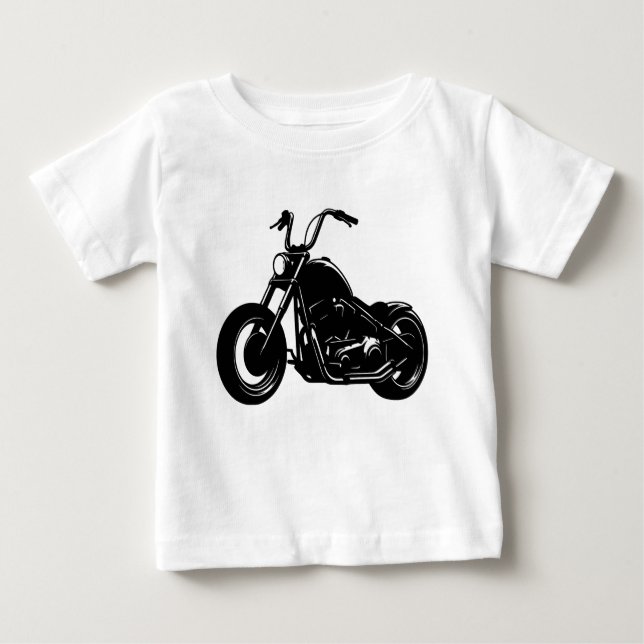 Black White Classic Cruiser Motorcycle Vector Art Baby T-shirt (Vorderseite)