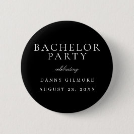 Black & White Classic Mens Bachelor Party Button
