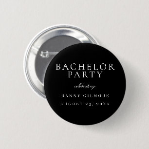 Black & White Classic Mens Bachelor Party Button