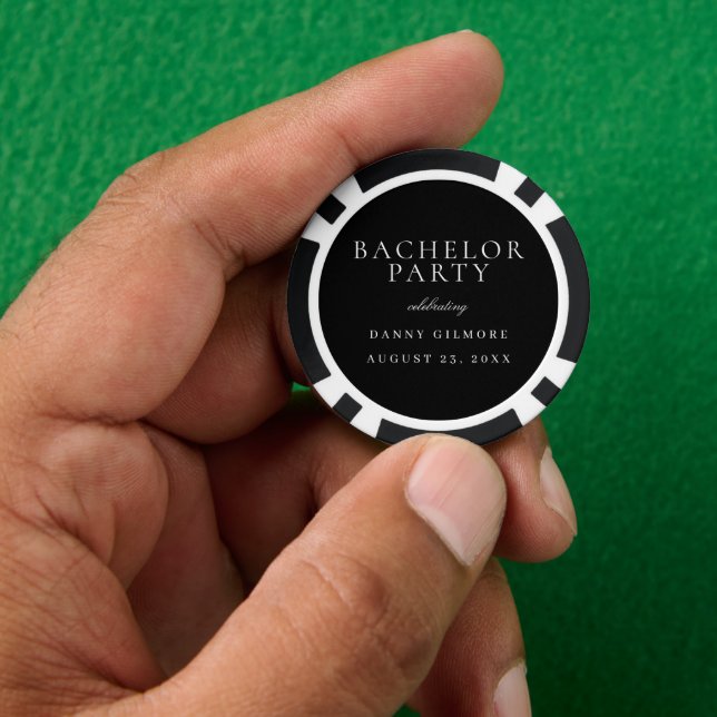 Black & White Classic Mens Bachelor Party Pokerchips (Hand)