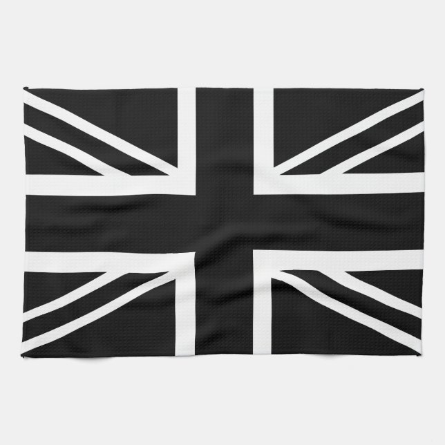 BLack & White Classic Union Jack British(UK) Flag Geschirrtuch (Horizontal)