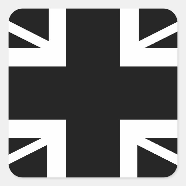 BLack & White Classic Union Jack British(UK) Flag Quadratischer Aufkleber (Vorderseite)