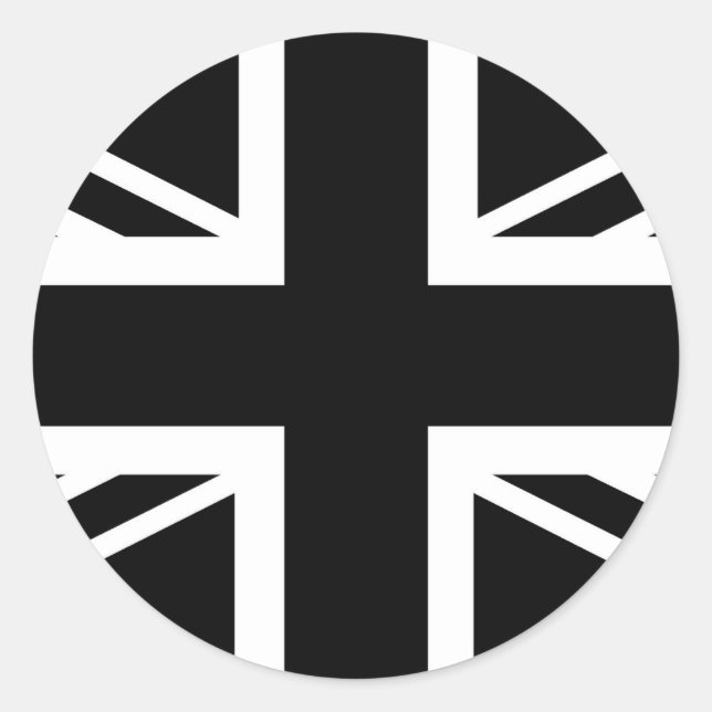 BLack & White Classic Union Jack British(UK) Flag Runder Aufkleber (Vorderseite)