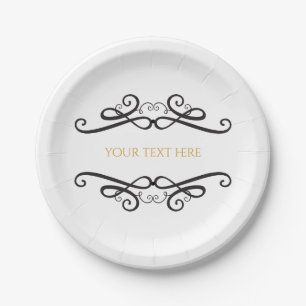 Black & White Classic Vintage Hochzeit Verlobung Pappteller