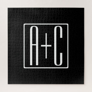 Black & White   Couples Initials Puzzle