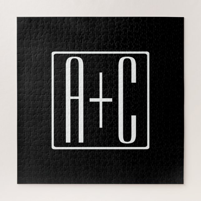 Black & White | Couples Initials Puzzle (Vertikal)