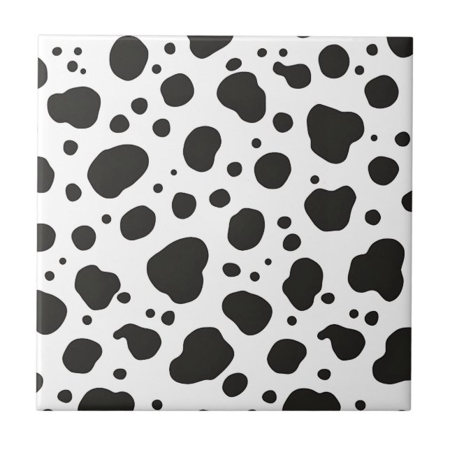 Black White Cow Pattern Fliese (Vorderseite)