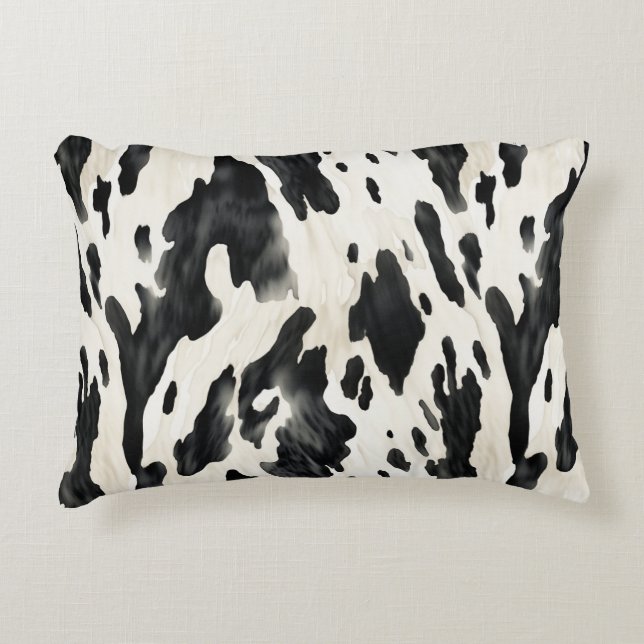 Black White Cow Print Animal Farm Dekokissen (Vorderseite)