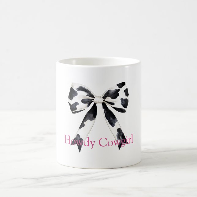Black White Cow Print Bow Kaffeetasse (Mittel)