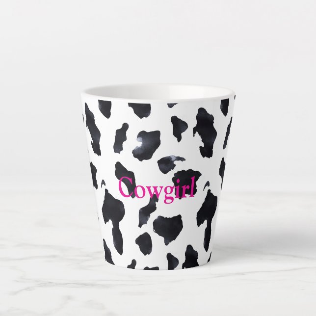 Black White Cow Print Cowgirl Milchtasse (Vorderseite)