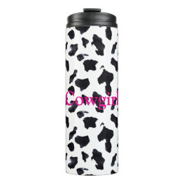 Black White Cow Print Cowgirl Thermosbecher